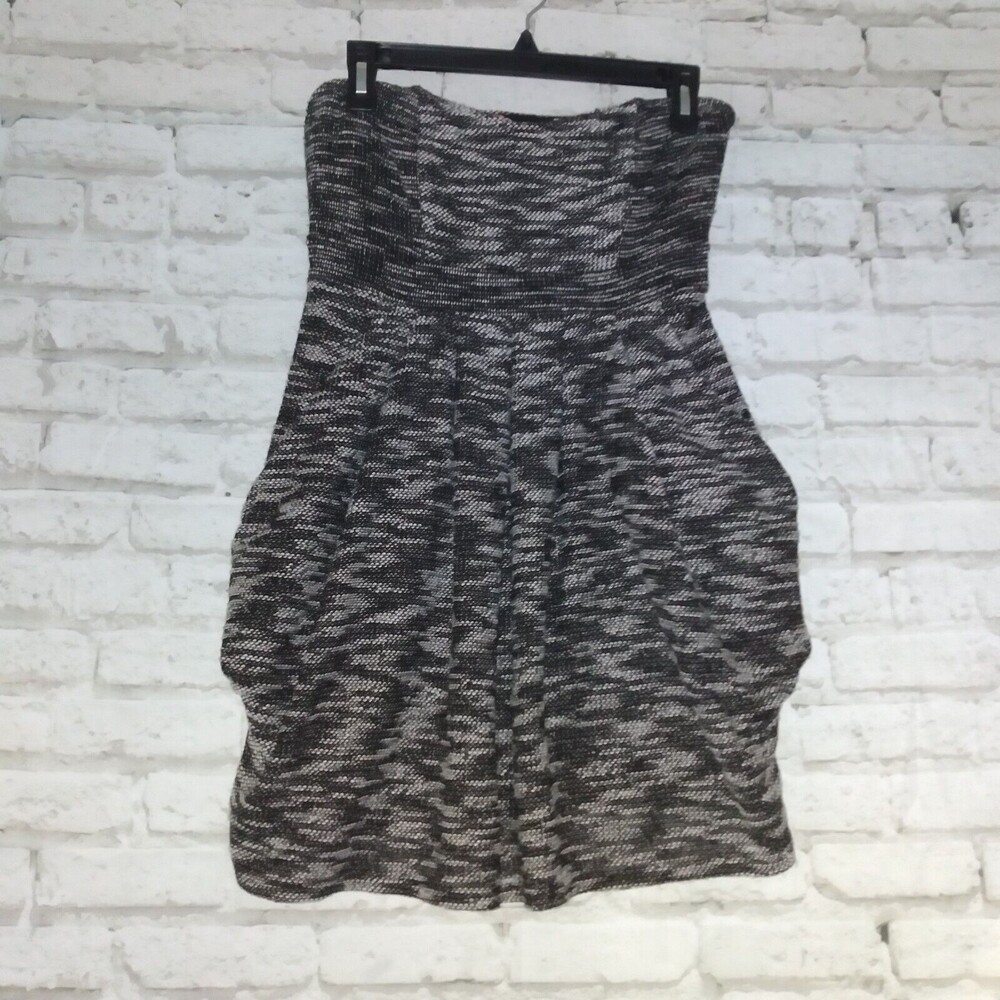 Free People Womens Nyima Dress 4 black white strapless side zip draped pockets